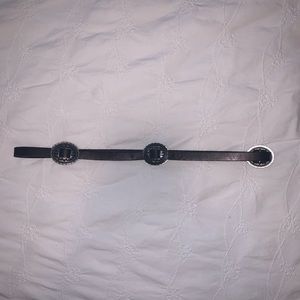 Black high rise belt with silver pendants